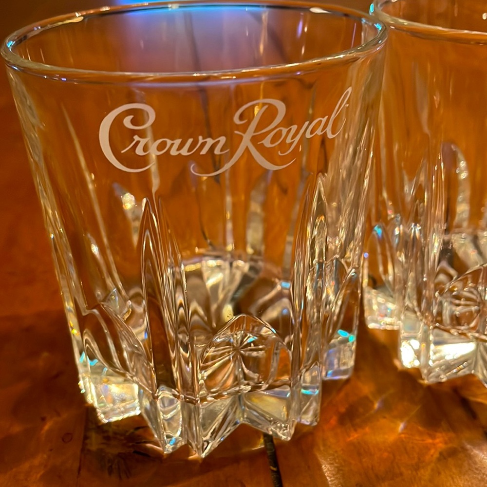 Crown Royal Whiskey Low Ball Rocks Glasses x2
